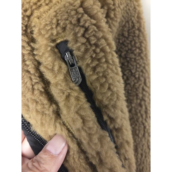 North Face Men’s XL Extreme Pile Fleece Zip Jacket Coat Khaki Brown Sherpa - Picture 5 of 10